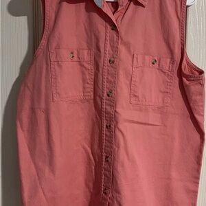Bill Blass sleeveless button-down shirt salmon or coral